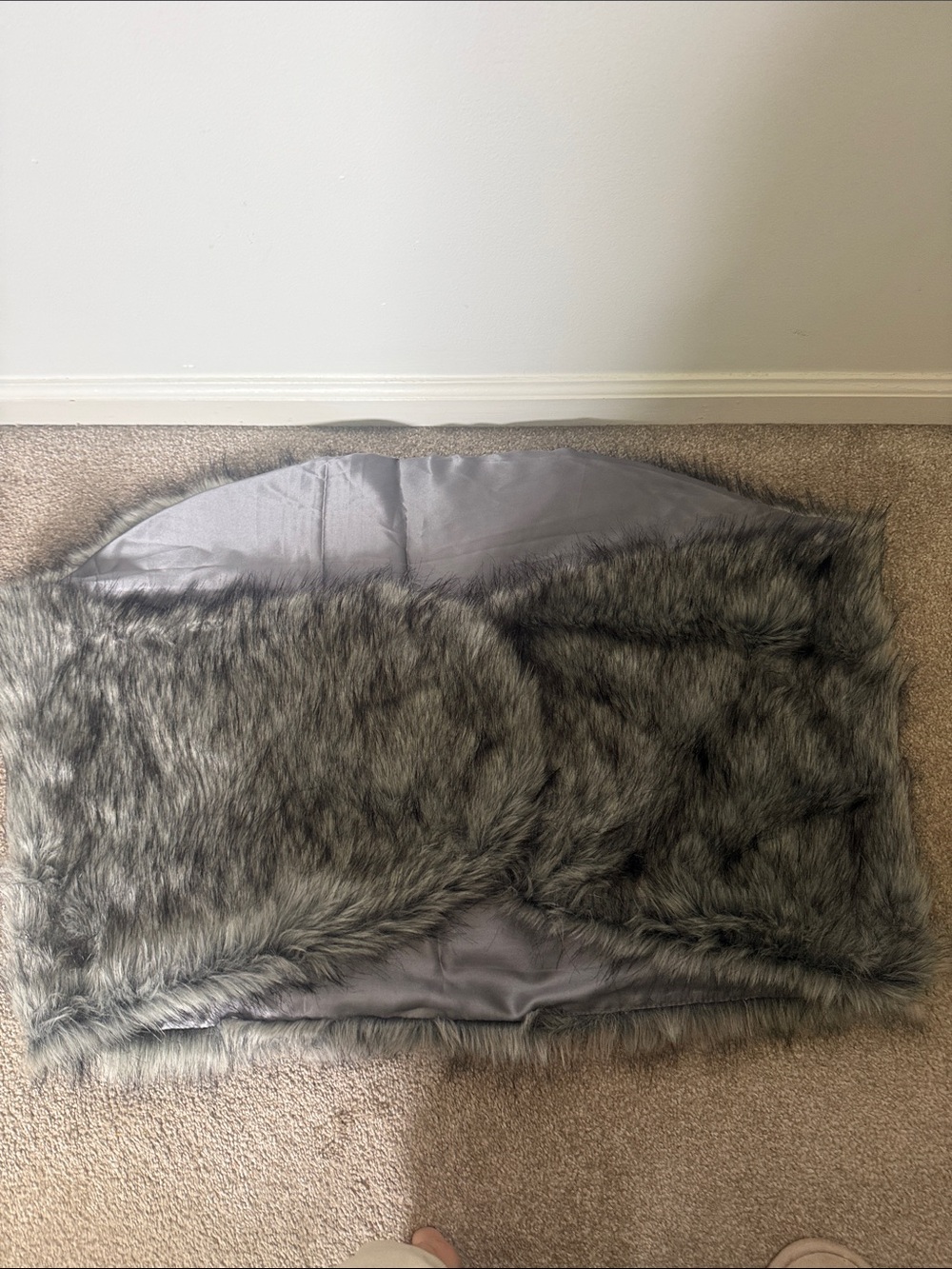 Faux Fur Shawl - Gray